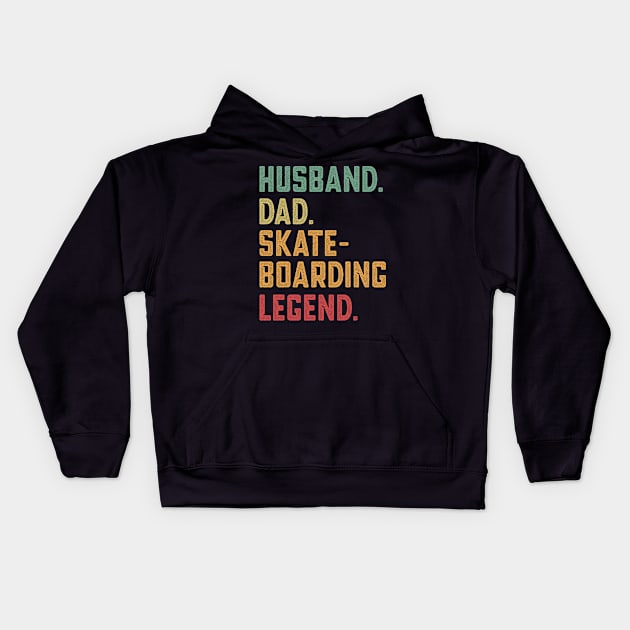 Husband Dad Skateboarding Legend skate Kids Hoodie by qwertydesigns